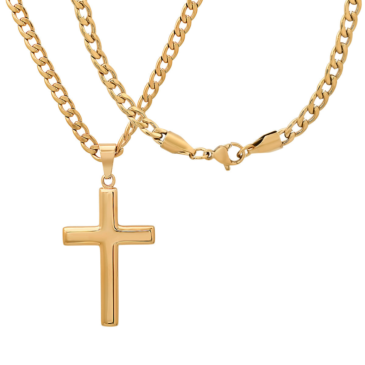 18K Gold Plated Stainless Steel Plain Flat Cross Pendant