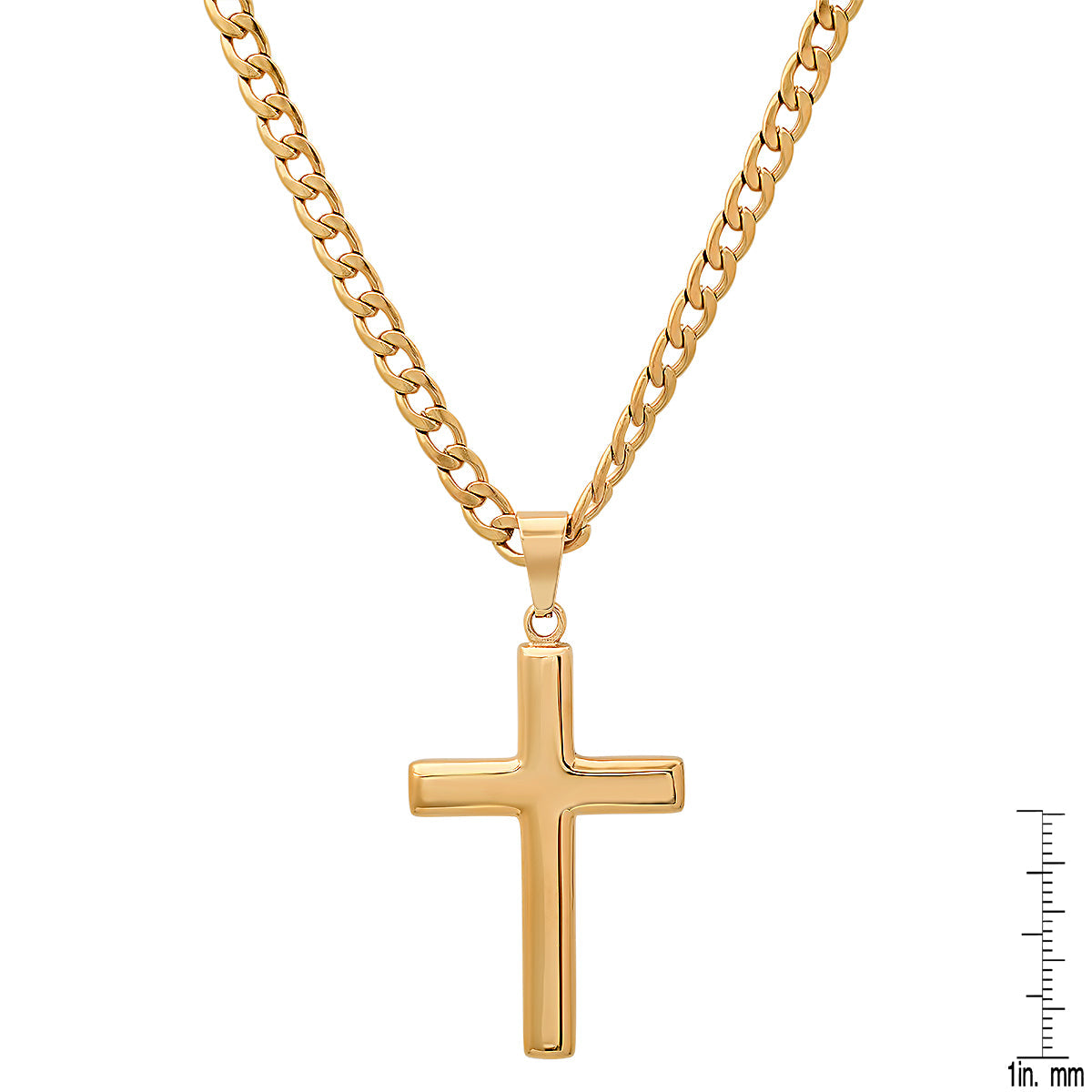 18K Gold Plated Stainless Steel Plain Flat Cross Pendant
