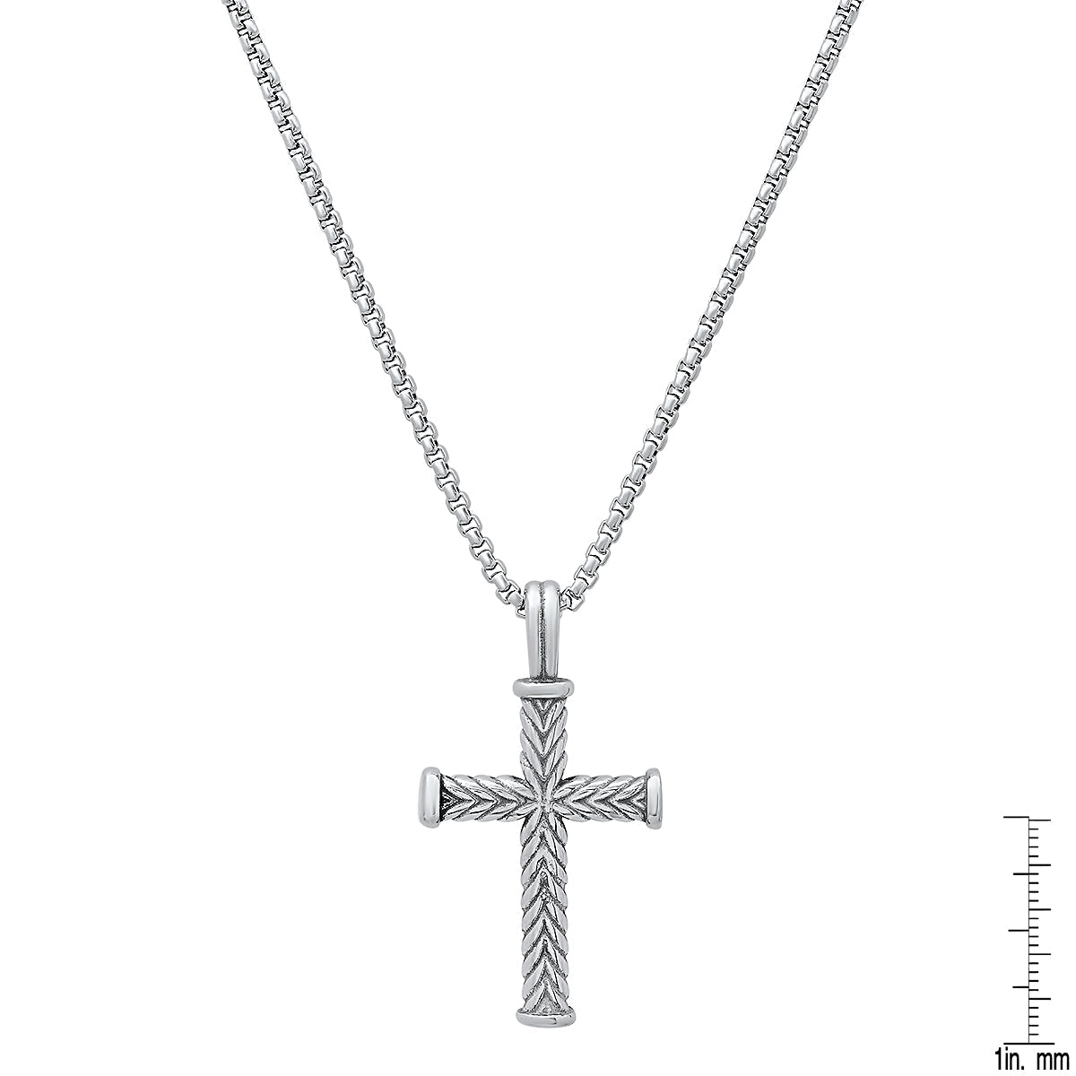 Stainless Steel Twist Design Cross Pendant