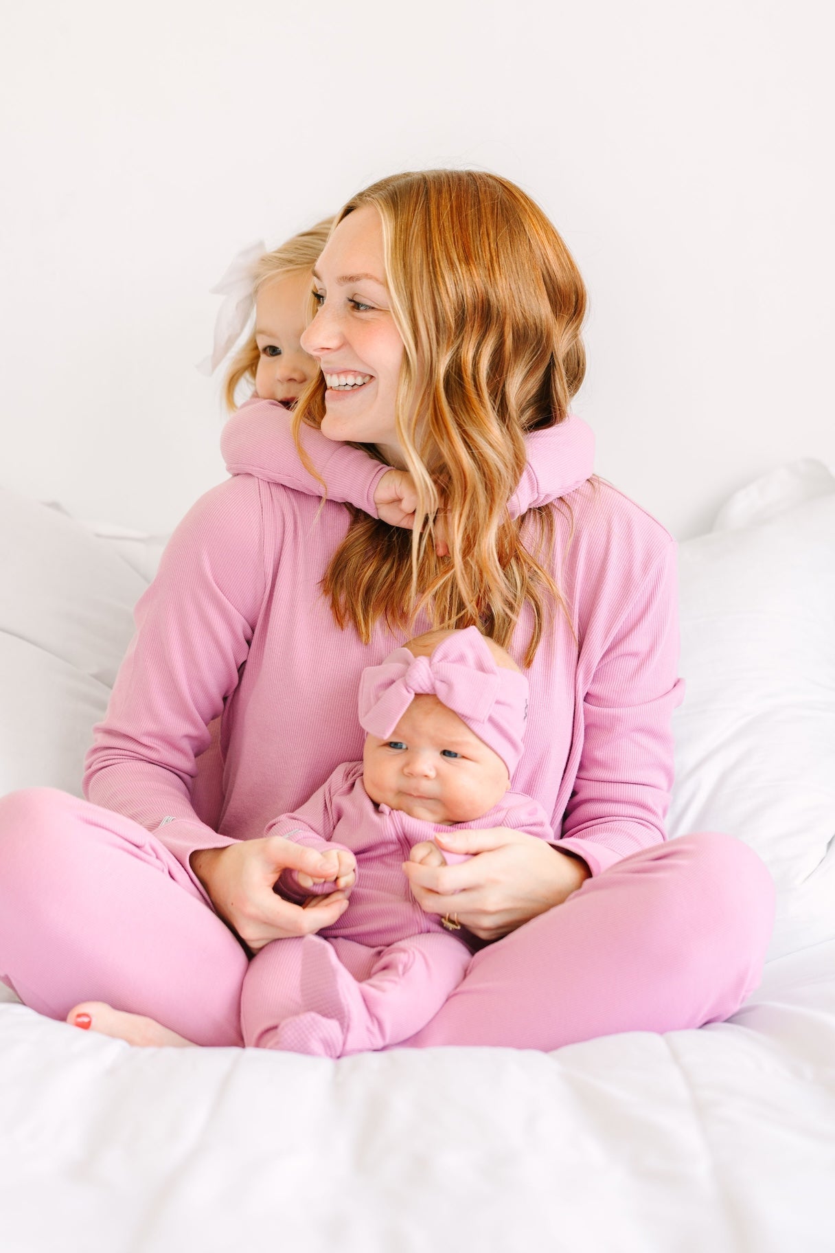 Solid Mauve PJ Footless Onesie Ribbed Cotton-Bamboo Blend