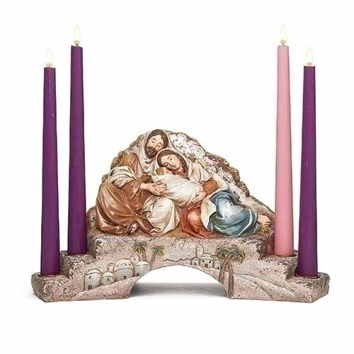 7"H Advent Candle Holder with Sleeping Holy Family