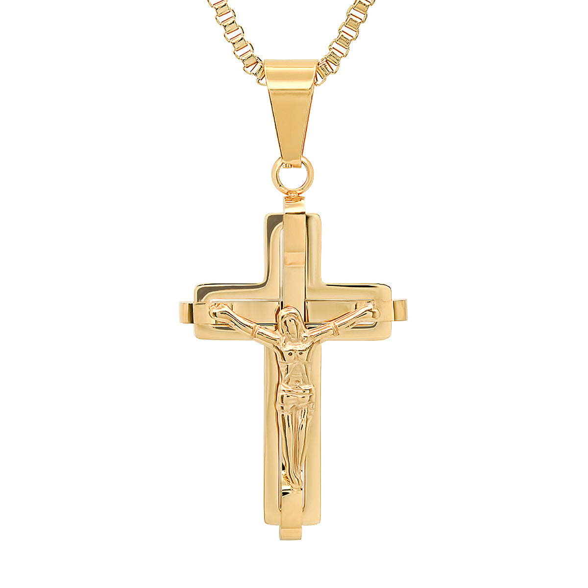 18K Gold Plated Stainless Steel Crucifix Pendant