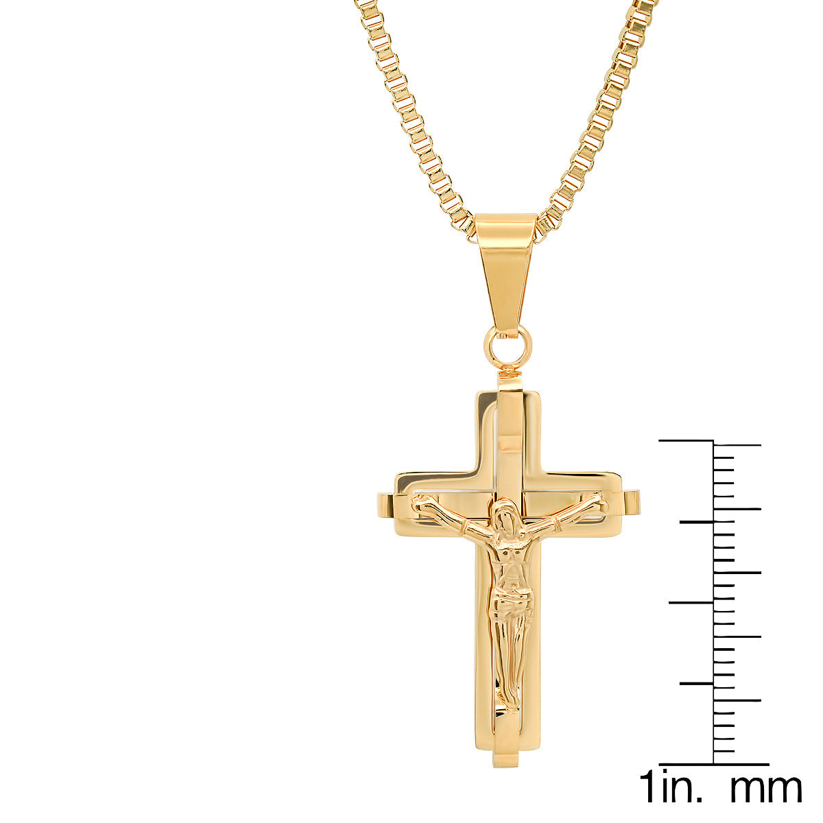 18K Gold Plated Stainless Steel Crucifix Pendant