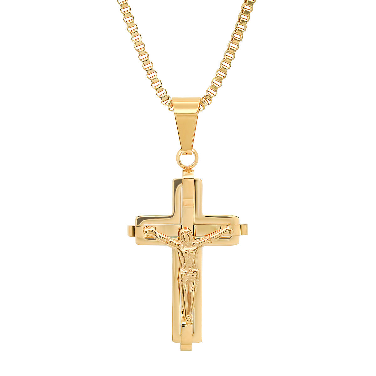 18K Gold Plated Stainless Steel Crucifix Pendant