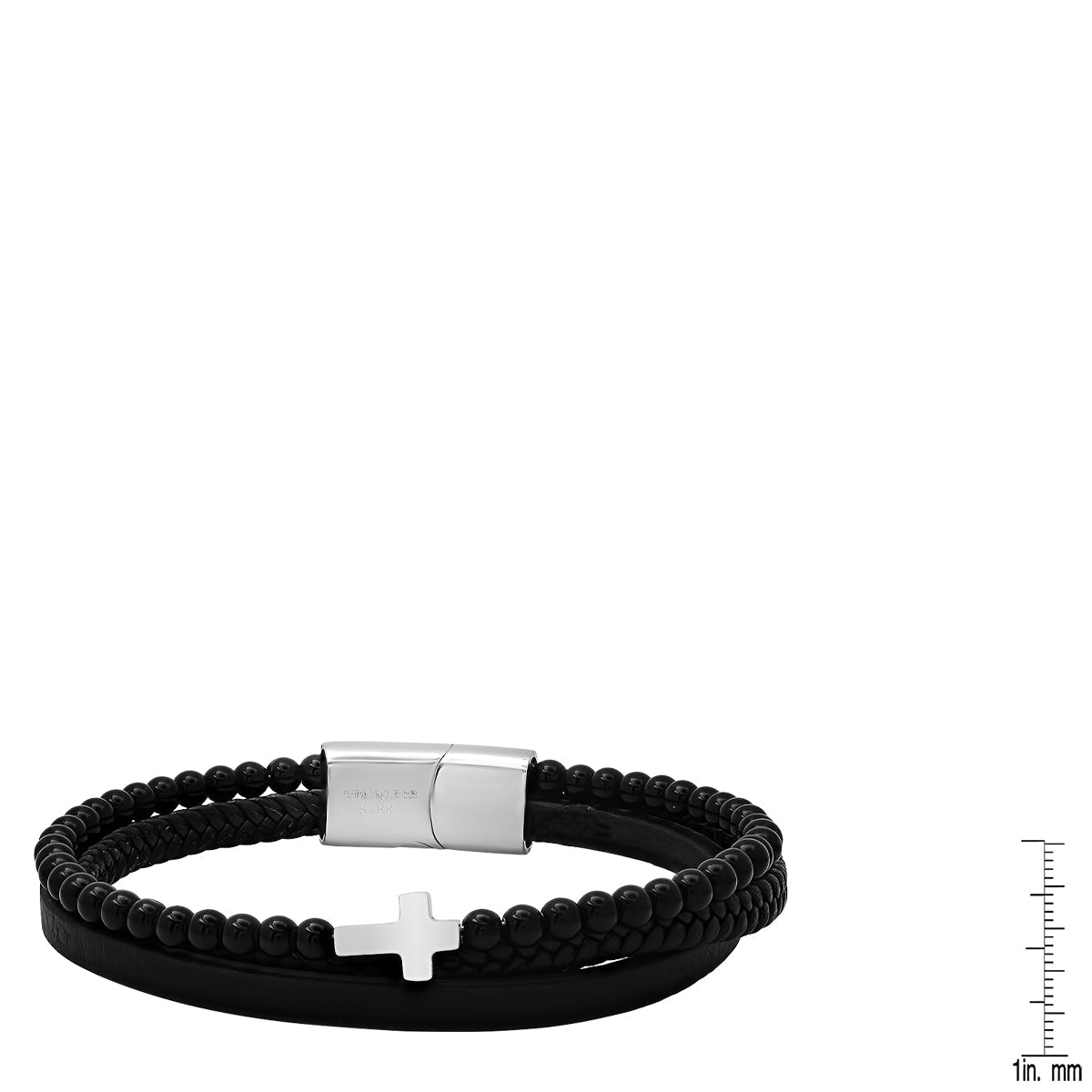 Brown Leather, Tiger Eye Beads And 18K Gold Plated Stainless Steel Layered Bracelet