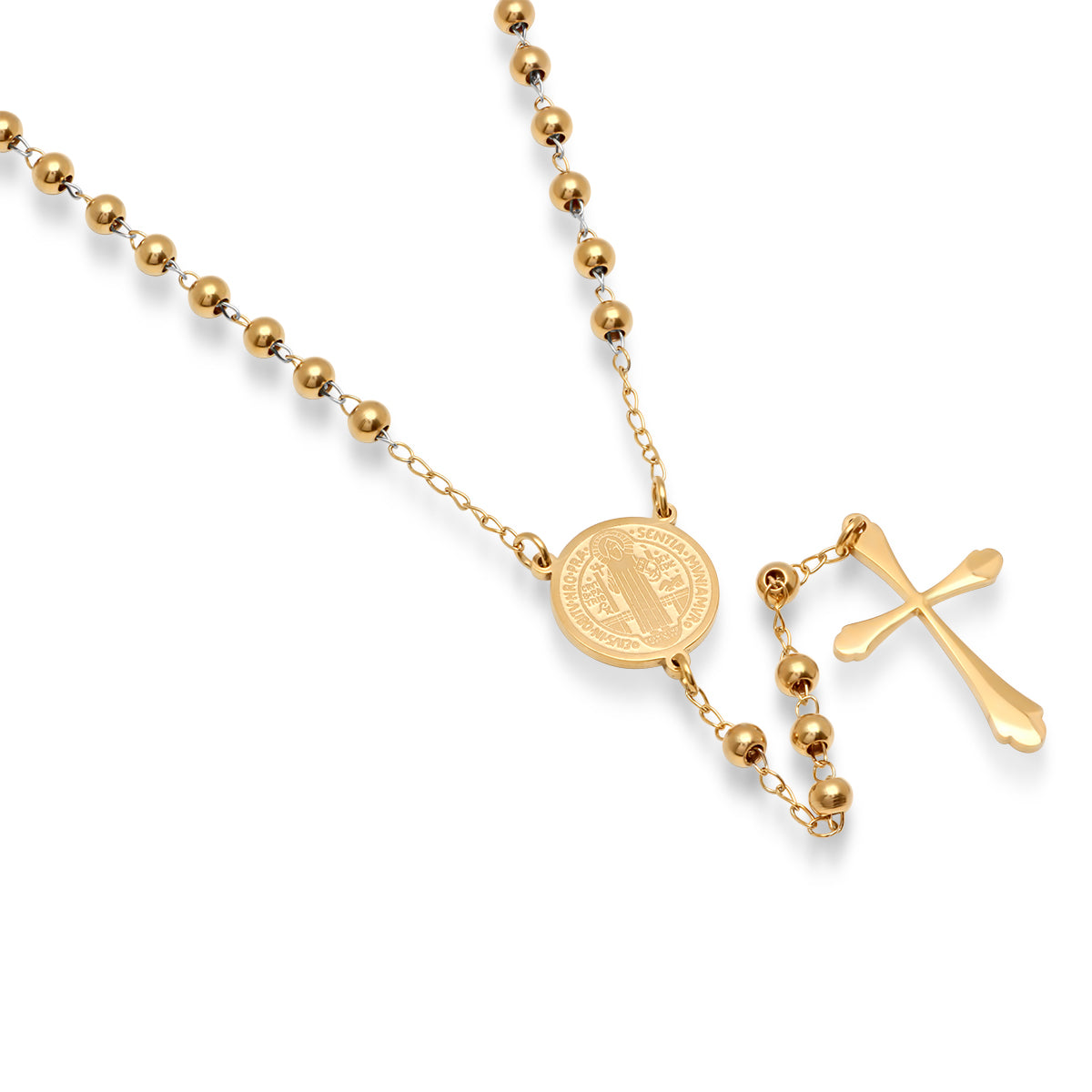 18K Gold Plated Stainless Steel Rosary Necklace