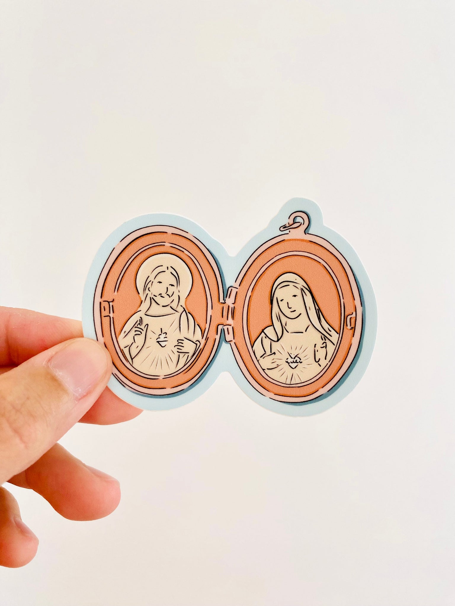 Jesus and Mary Diptych Sticker