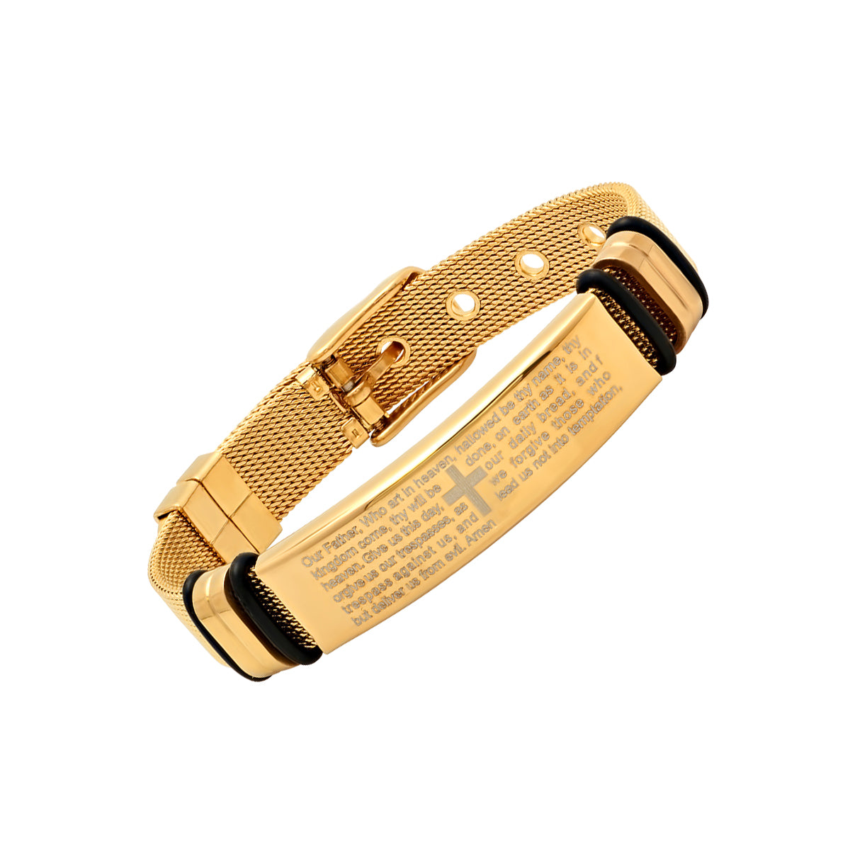 18K Gold Plated Stainless Steel Our Father Prayer Adjustable Bracelet