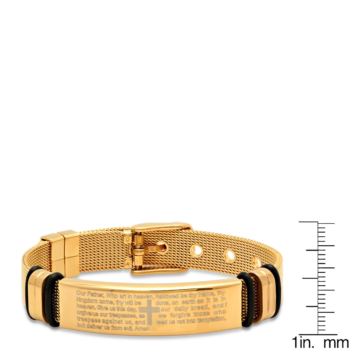 18K Gold Plated Stainless Steel Our Father Prayer Adjustable Bracelet