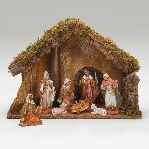 8 Figure Nativity Scene with Italian Stable