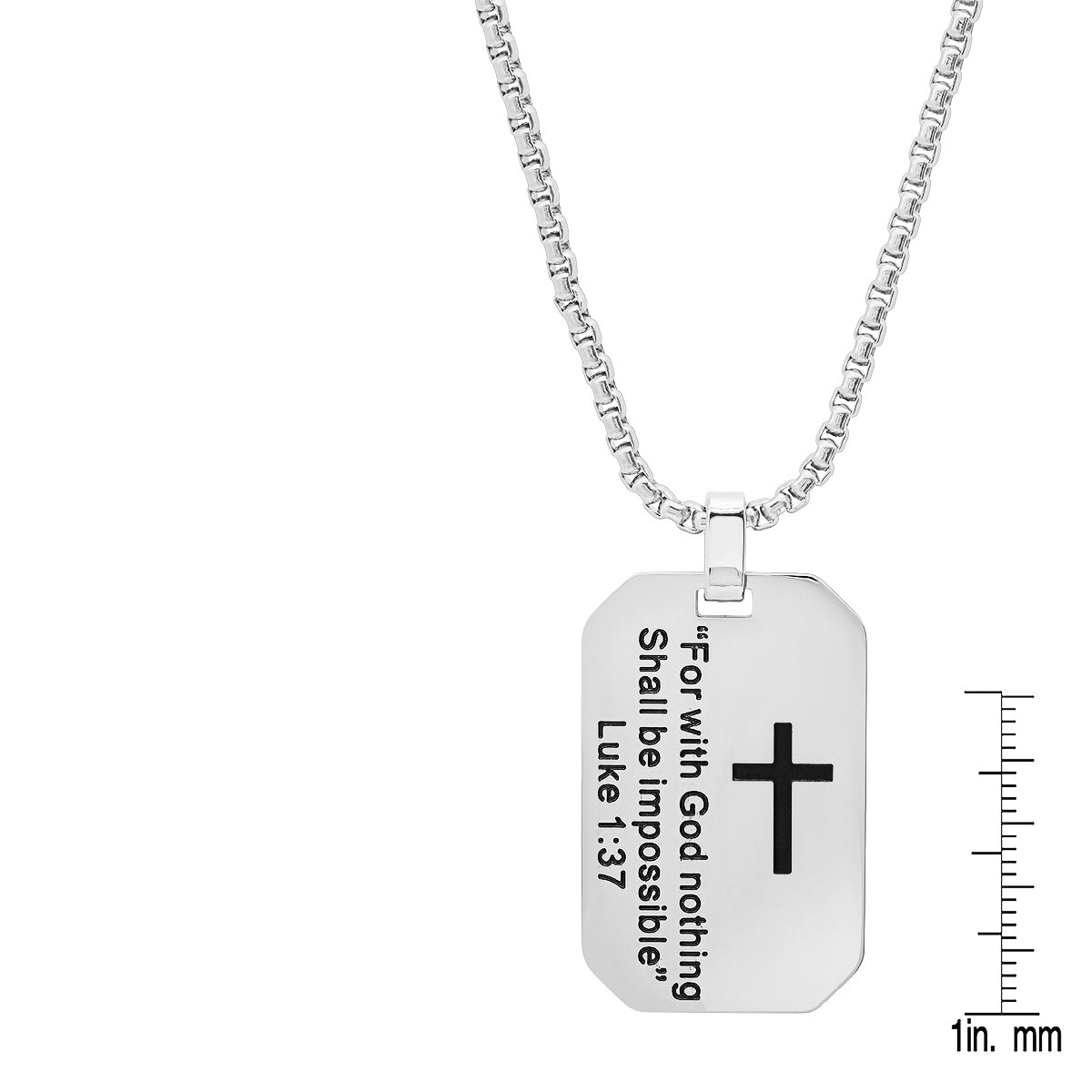 "For With God Nothing Shall Be Impossible" Dog Tag Pendant