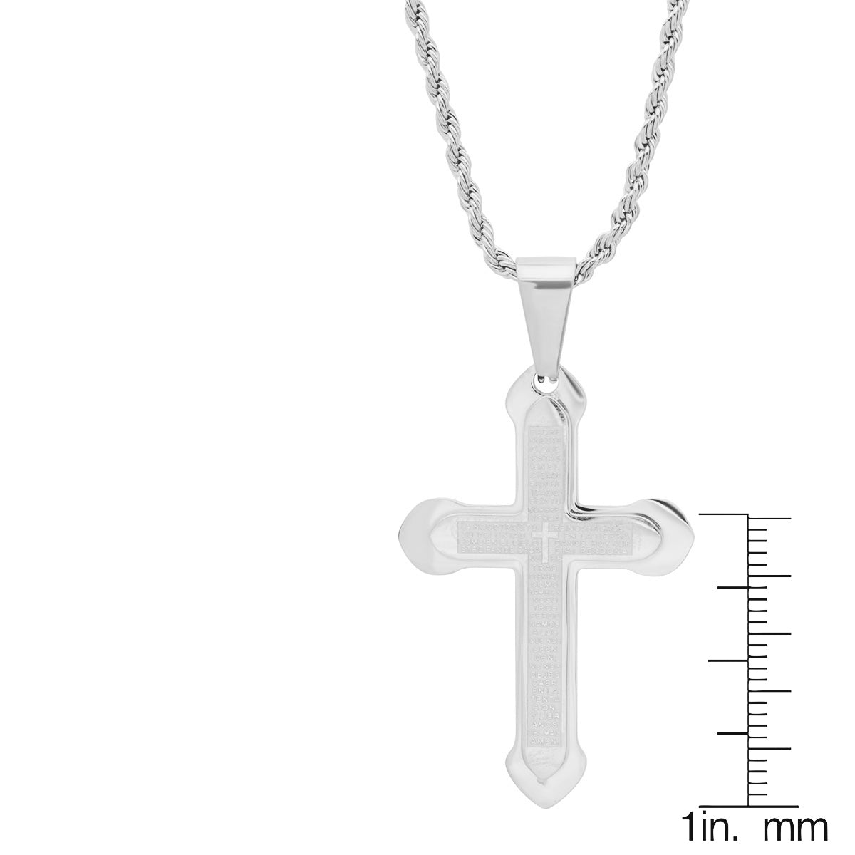 Stainless Steel Padre Nuestro Spanish Prayer Cross Pendant