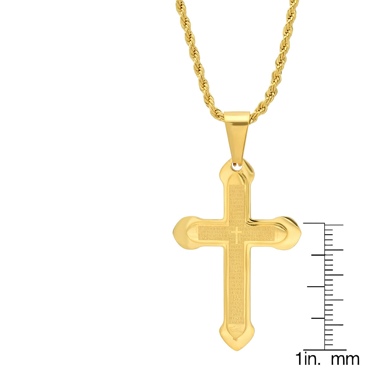 Stainless Steel Padre Nuestro Spanish Prayer Cross Pendant