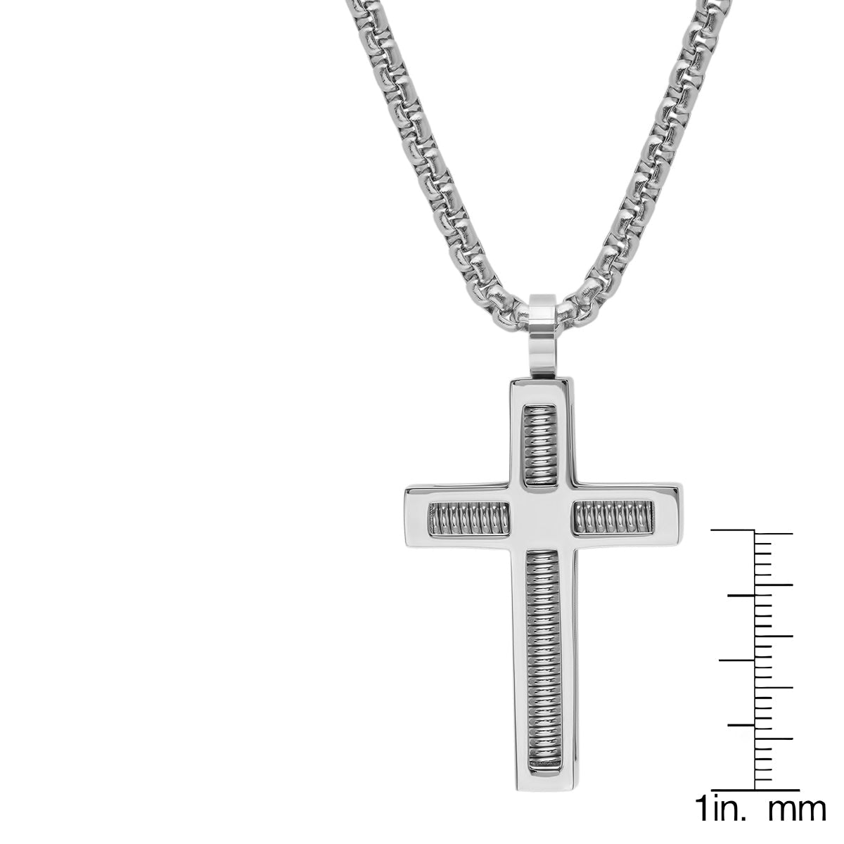 Stainless Steel Spring Inlay Cross Pendant