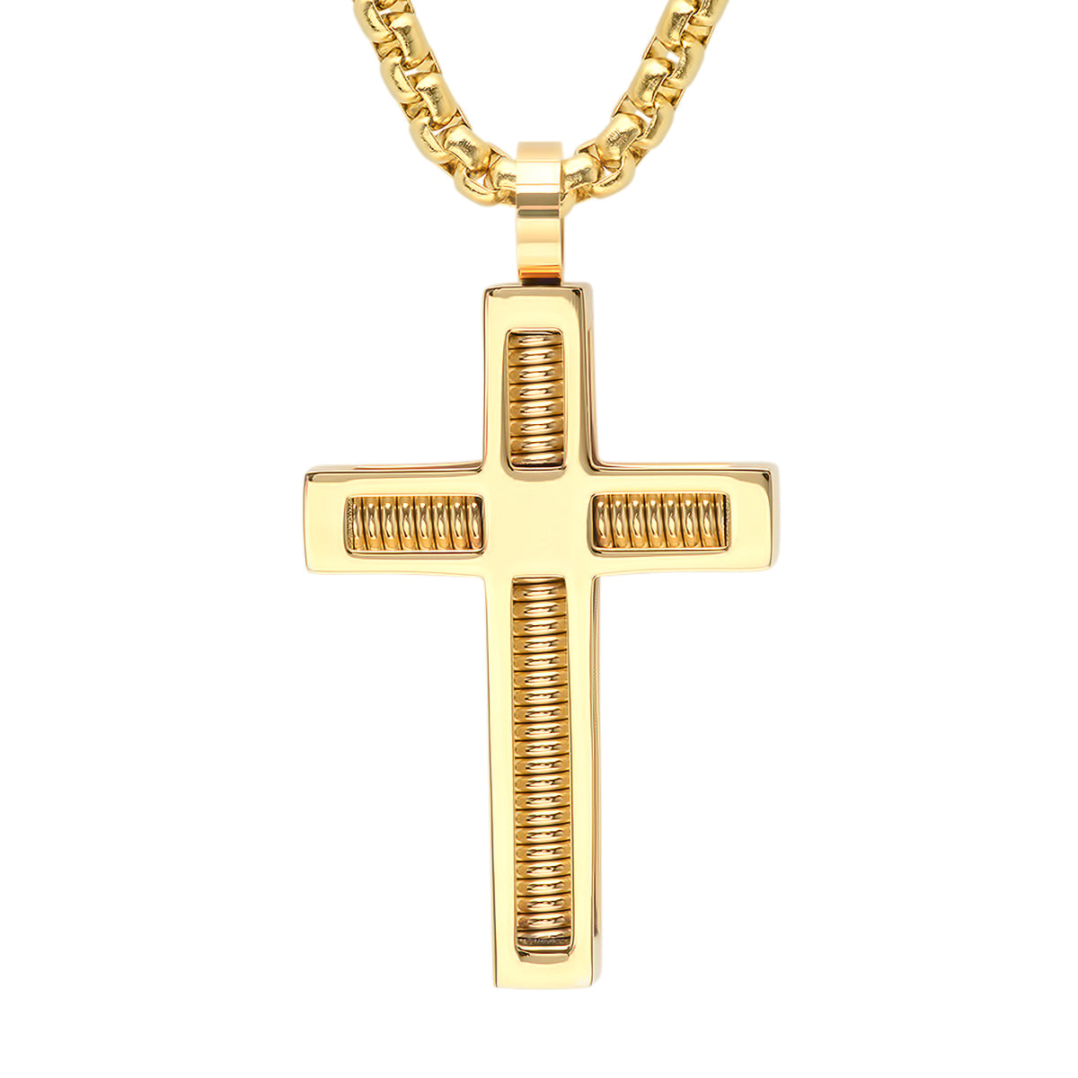Stainless Steel Spring Inlay Cross Pendant