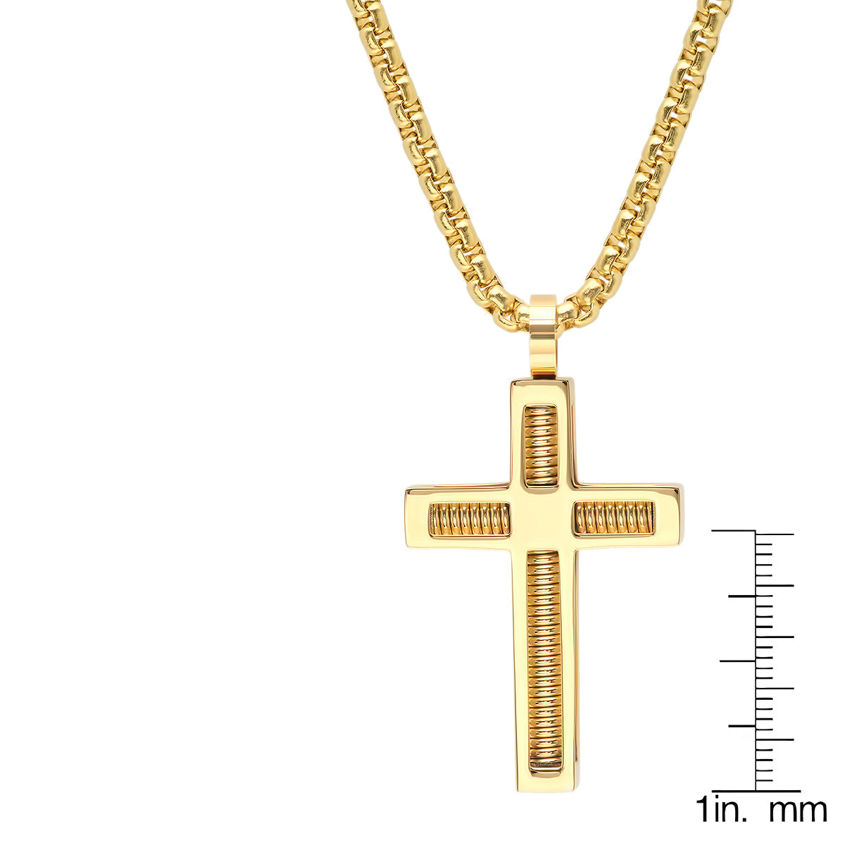 Stainless Steel Spring Inlay Cross Pendant
