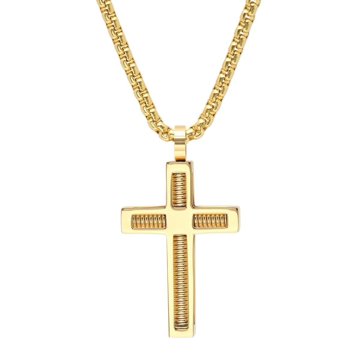 Stainless Steel Spring Inlay Cross Pendant
