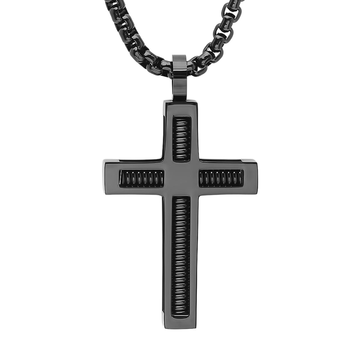 Stainless Steel Spring Inlay Cross Pendant