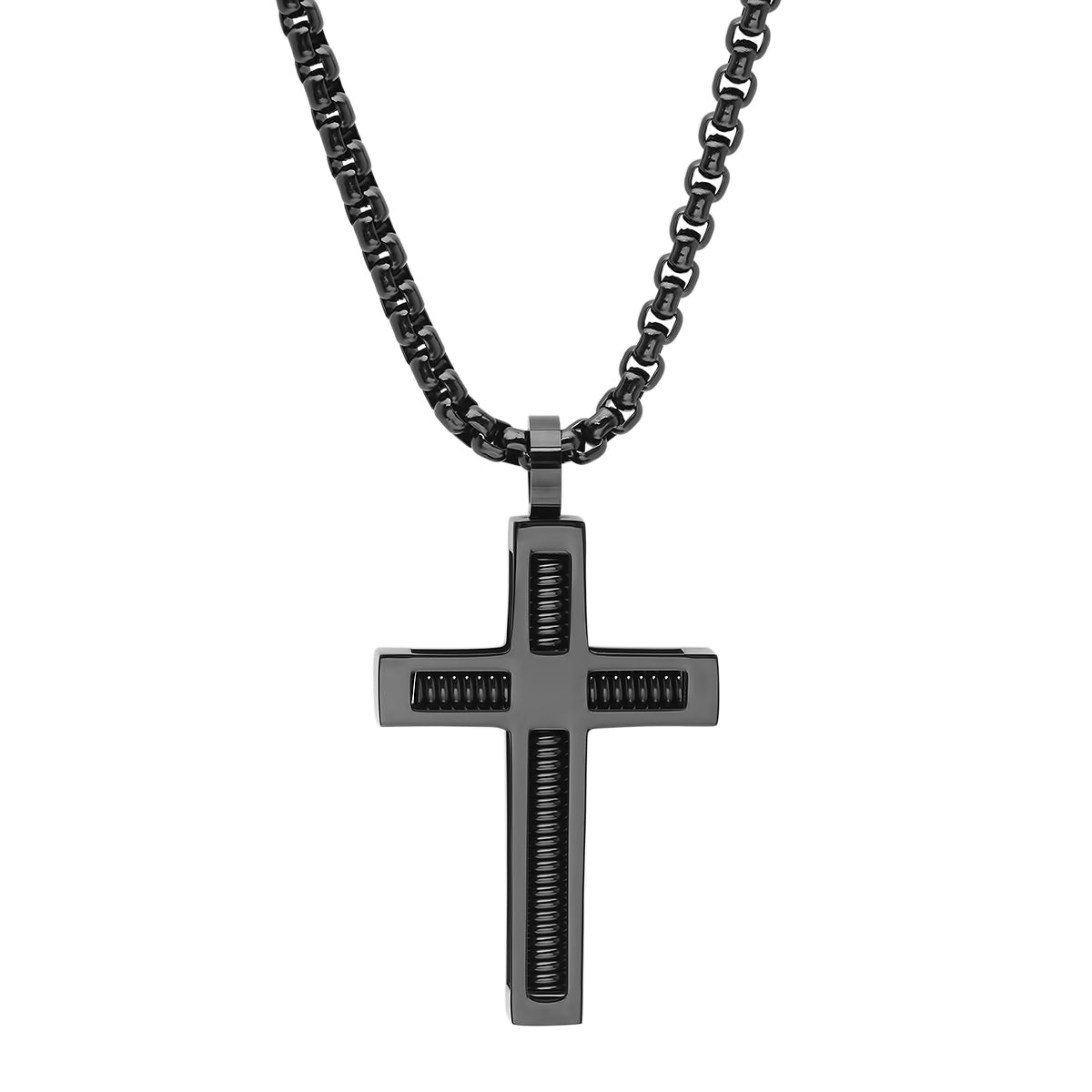 Stainless Steel Spring Inlay Cross Pendant