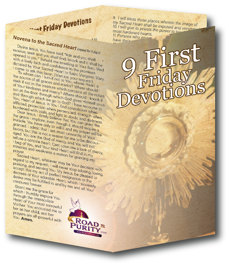 NEW! 9 First Friday Devotions - Prayer Card / 3" x 6" folded (c)