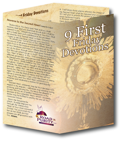 NEW! 9 First Friday Devotions - Prayer Card / 3" x 6" folded (c)