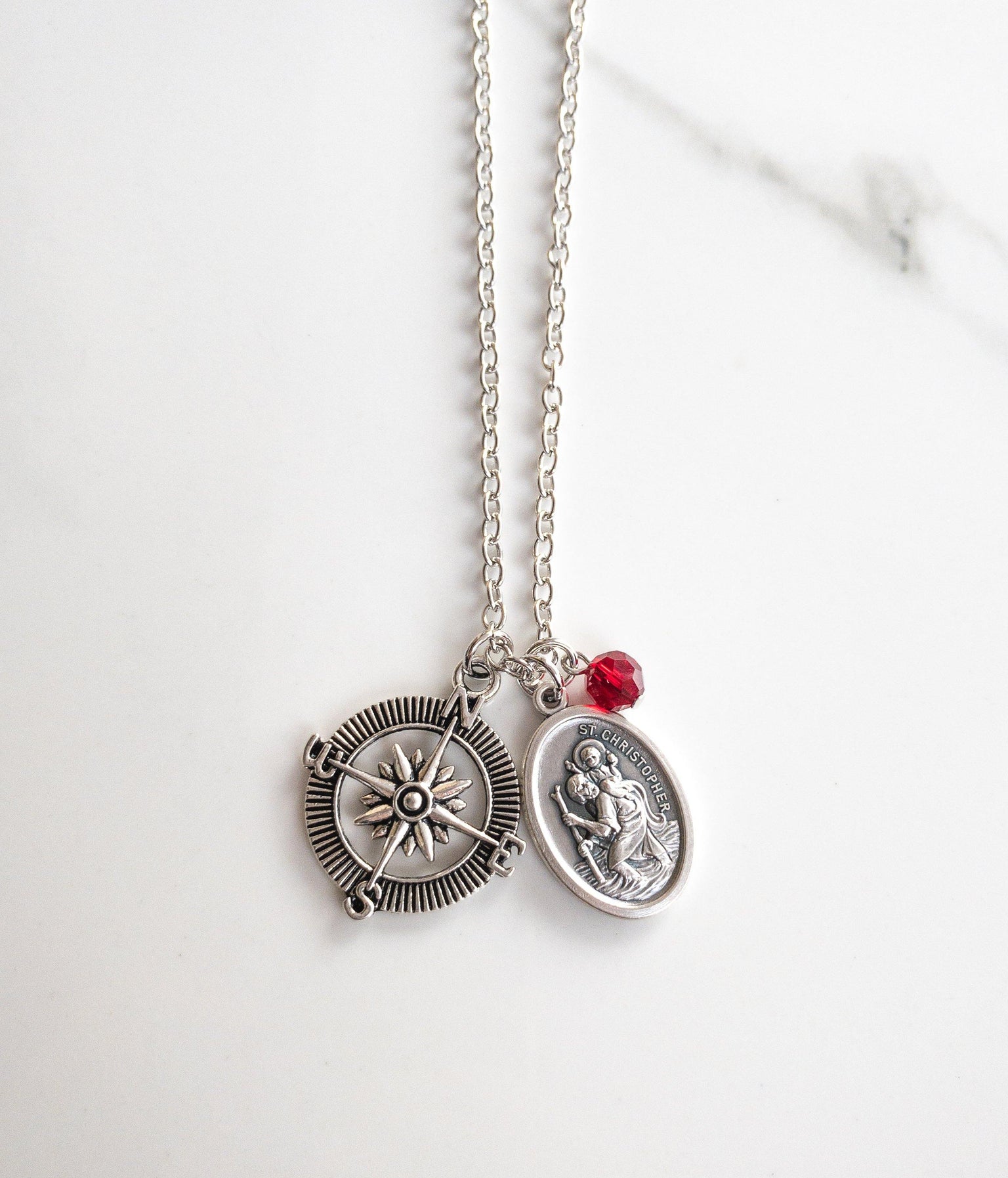 St Christopher Compass Necklace