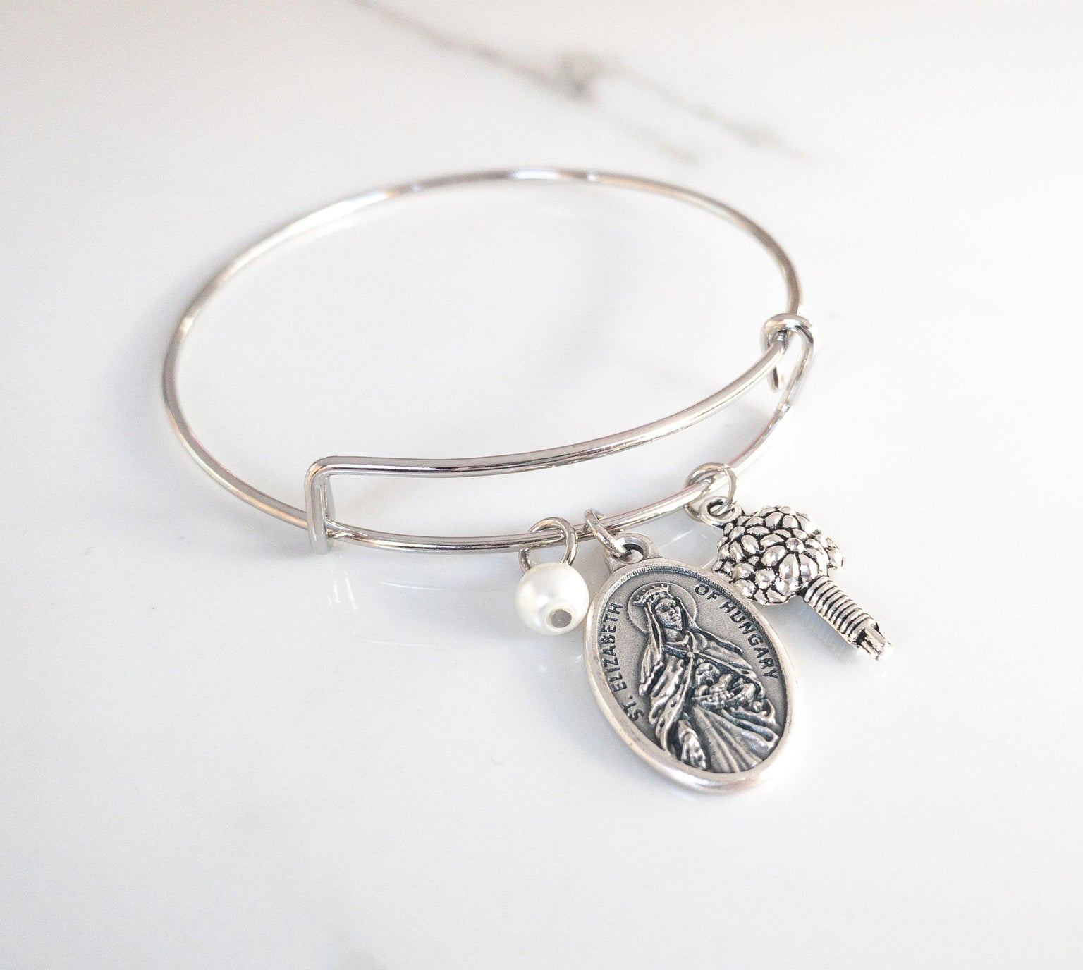 St Elizabeth of Hungary Bangle Bracelet for Brides