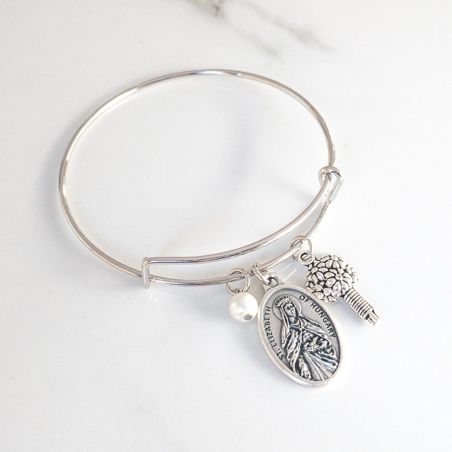 St Elizabeth of Hungary Bangle Bracelet for Brides