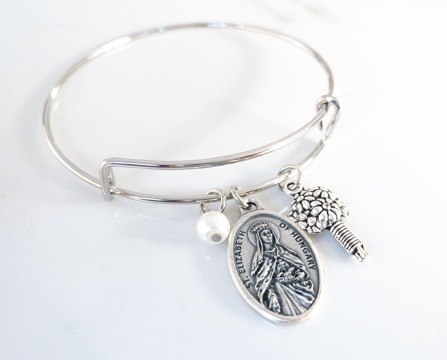 St Elizabeth of Hungary Bangle Bracelet for Brides