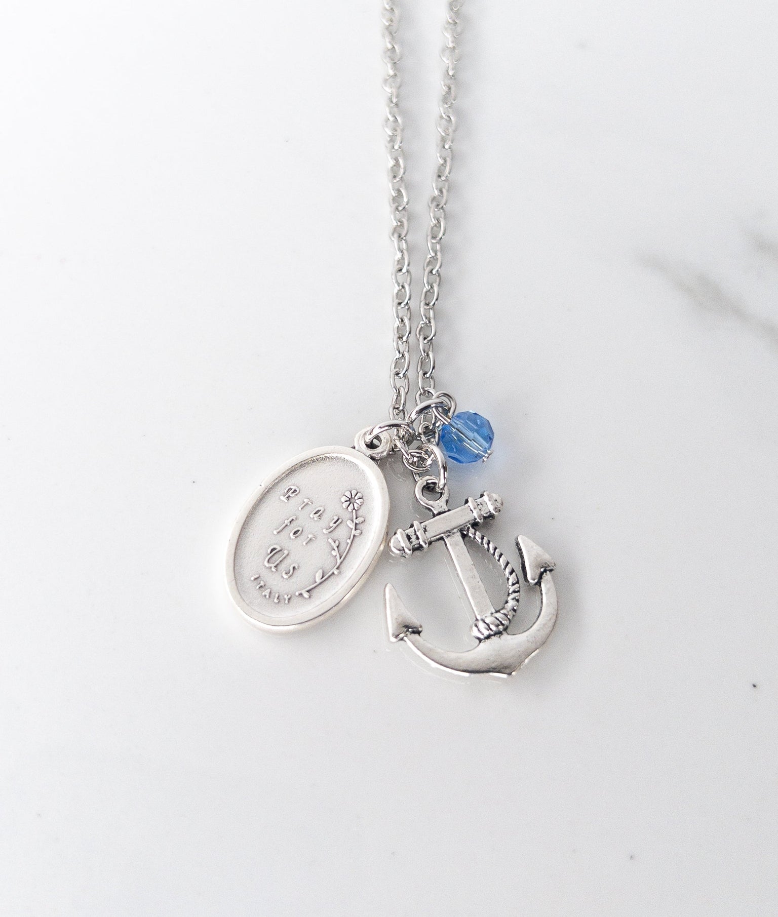St Philomena and Anchor Patron Saint Necklace