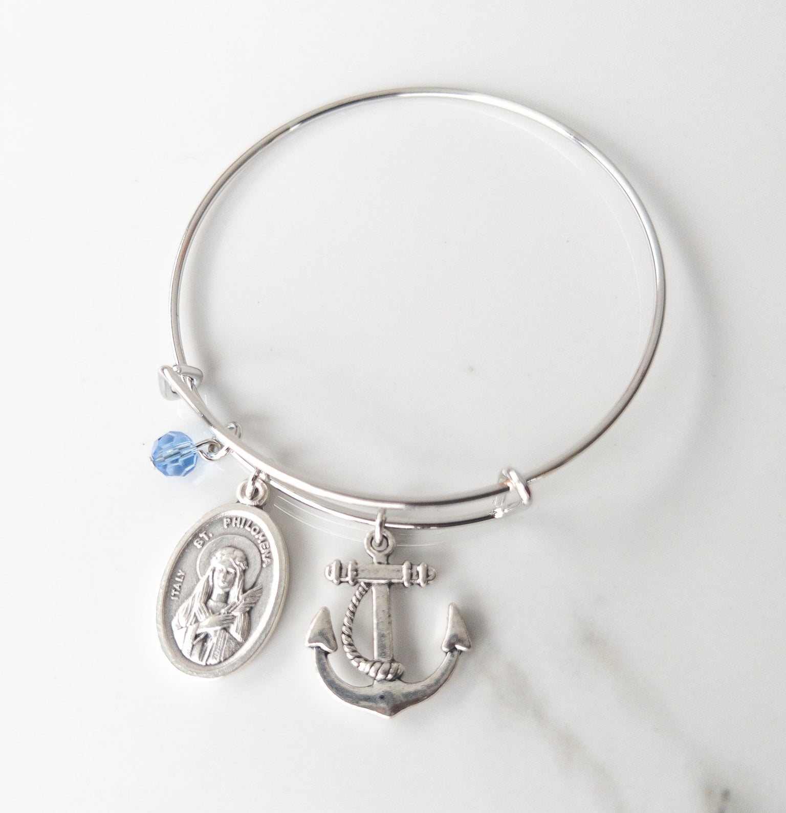 St. Philomena Catholic Bangle Bracelet