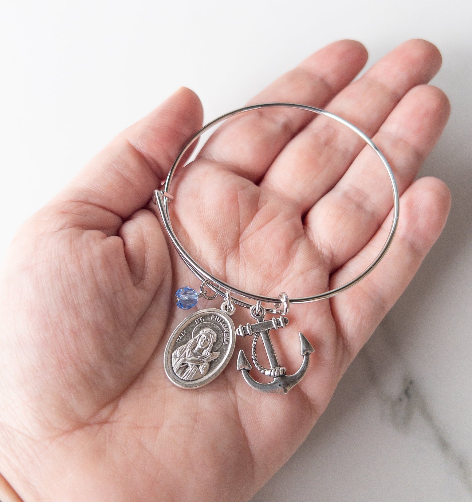 St. Philomena Catholic Bangle Bracelet