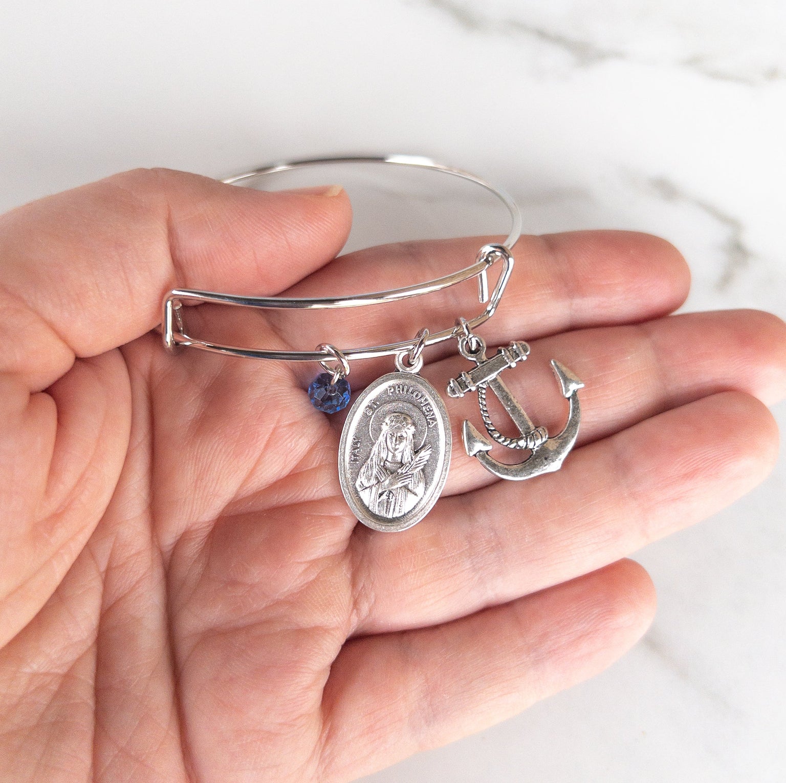 St. Philomena Catholic Bangle Bracelet