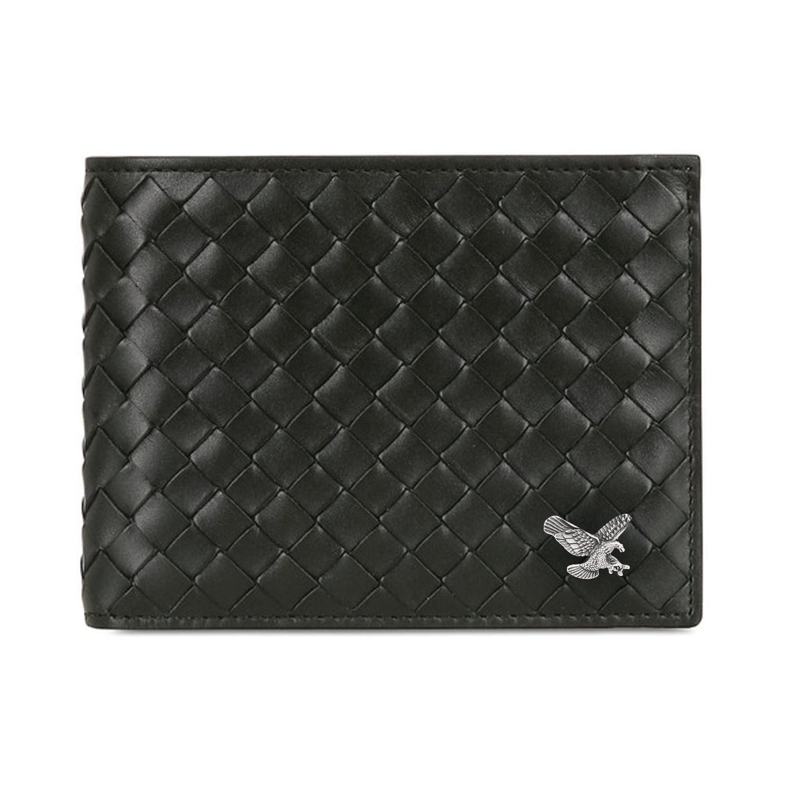 Braided Black Vegan Leather Eagle Wallet