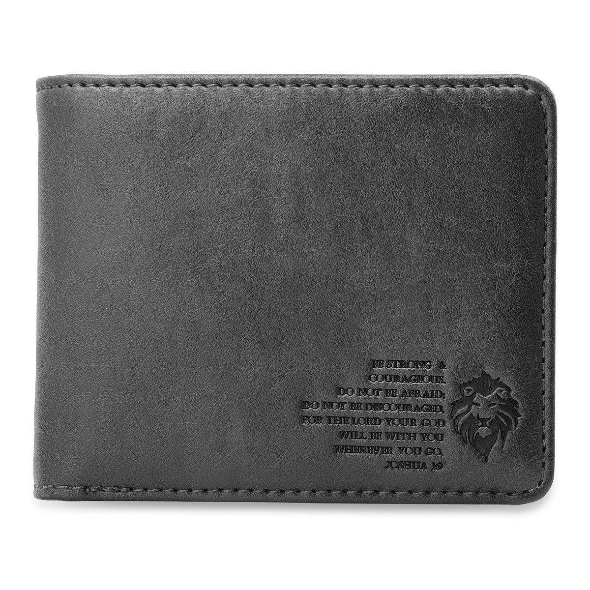 Black Vegan Leather Lionhead Wallet