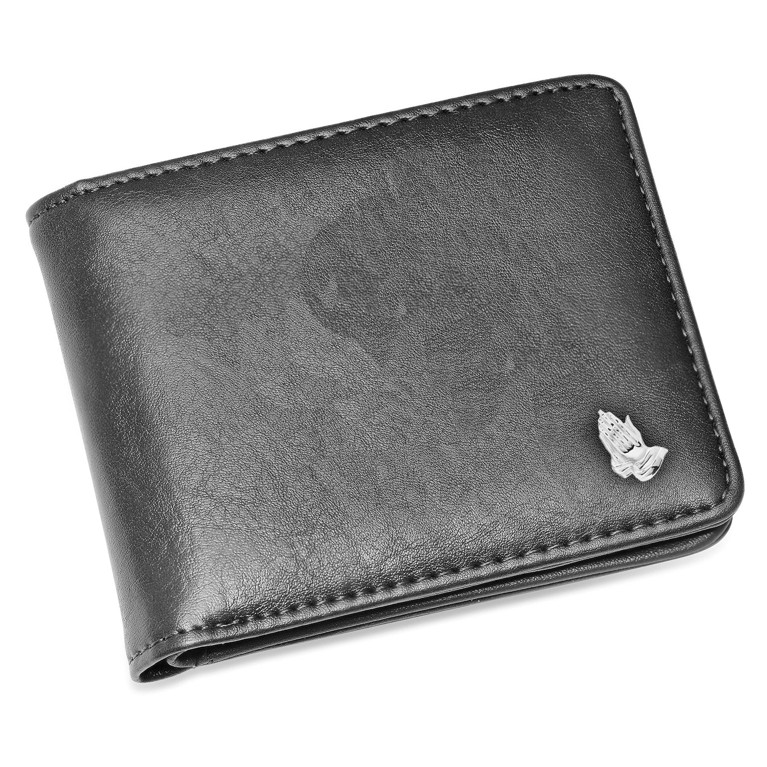 Black Vegan Leather Praying Hands Wallet