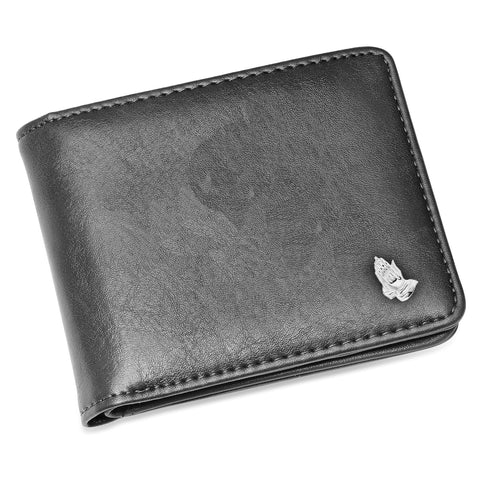 Black Vegan Leather Praying Hands Wallet