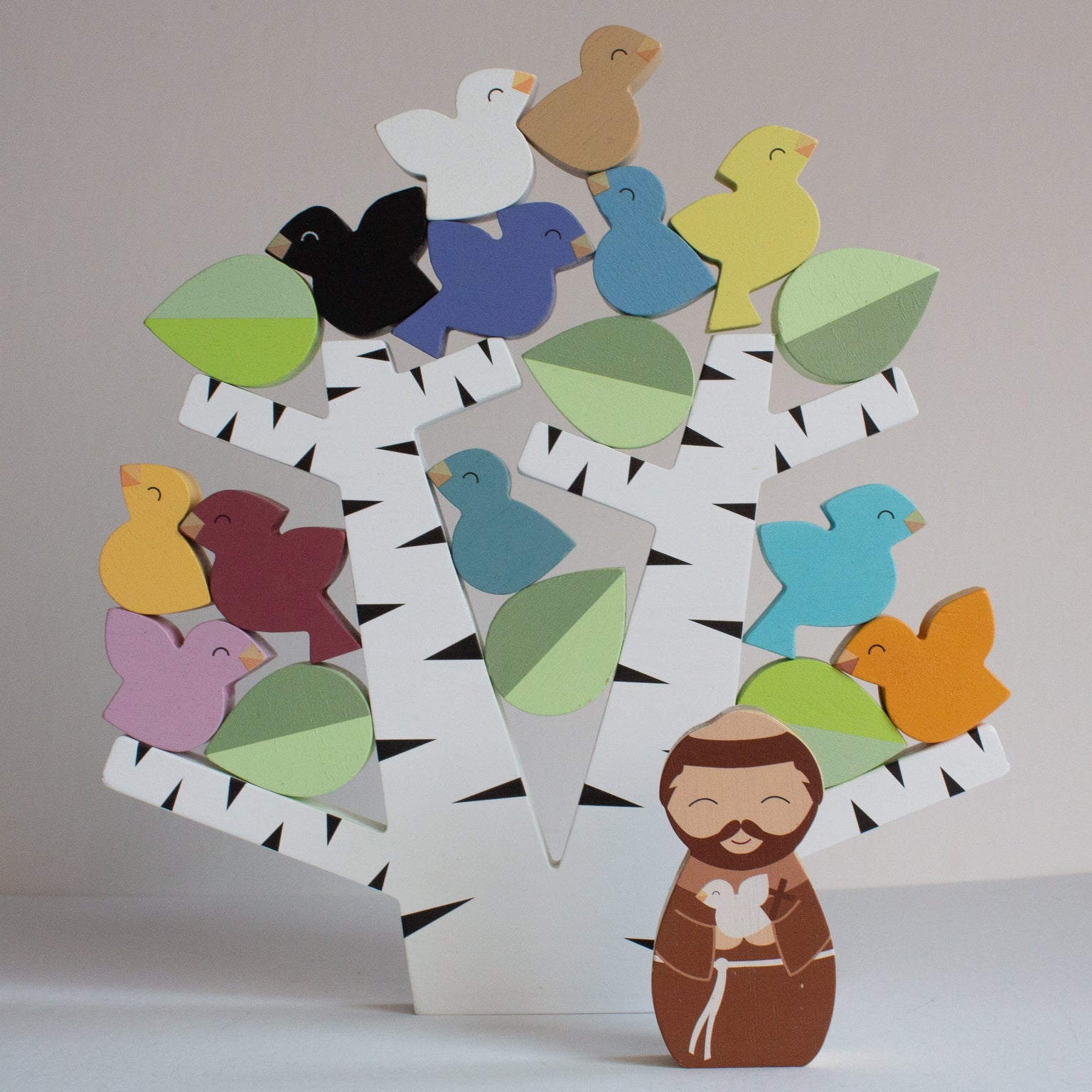 St. Francis Preaches to the Birds Wooden Stacking Toy