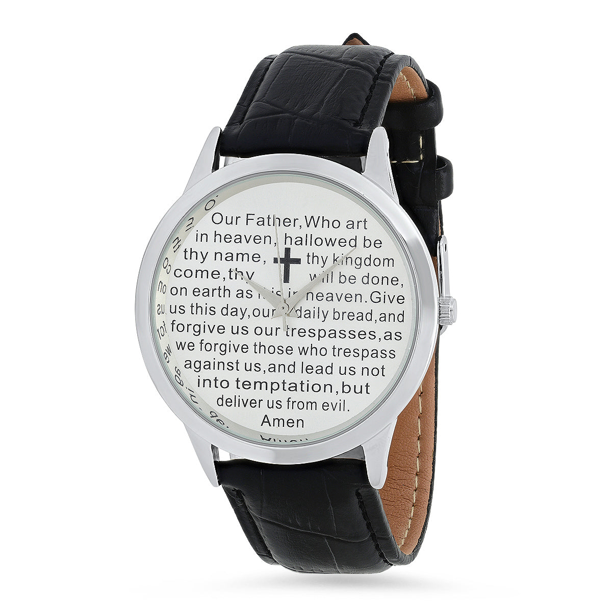 Our Father Prayer Stainless Steel And Black Watch