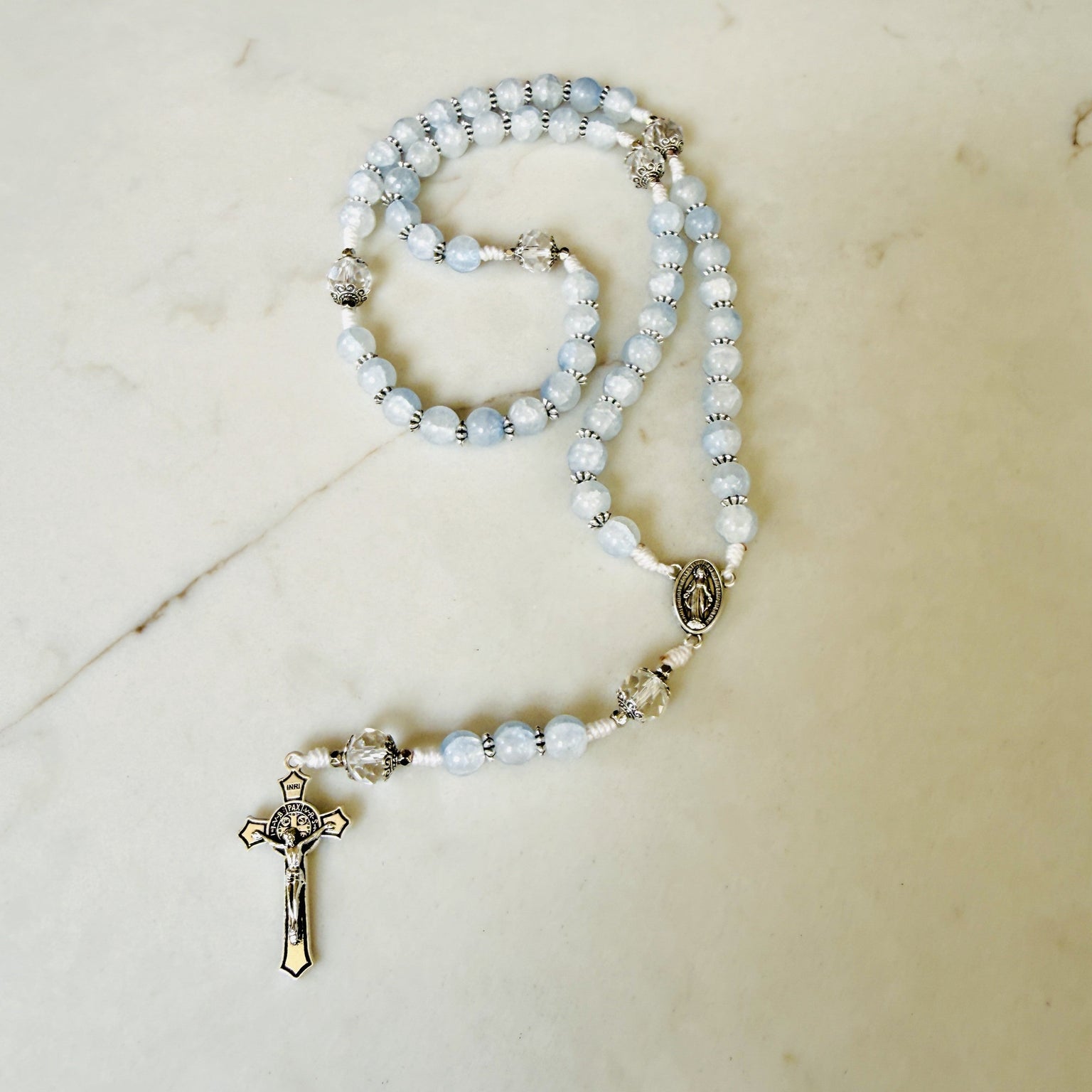 Heavenly Blue Glass Bead Rosary Bundle