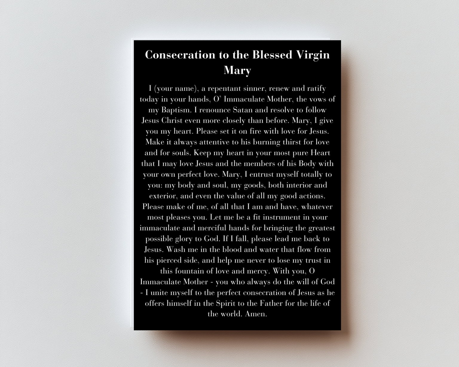 Consecration to the Blessed Virgin Mary Premium Metal Prayer Card