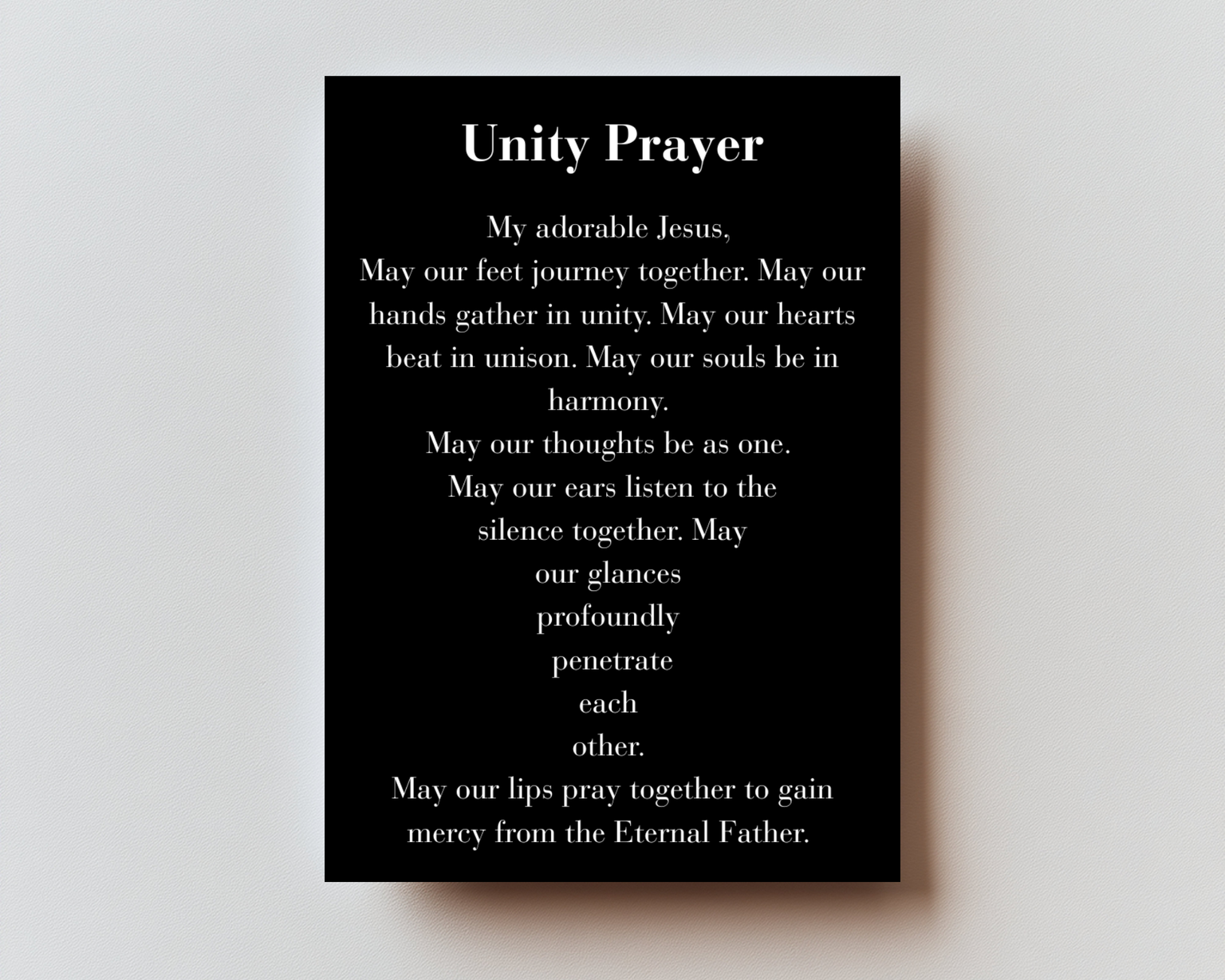 Unity Prayer Premium Metal Prayer Card
