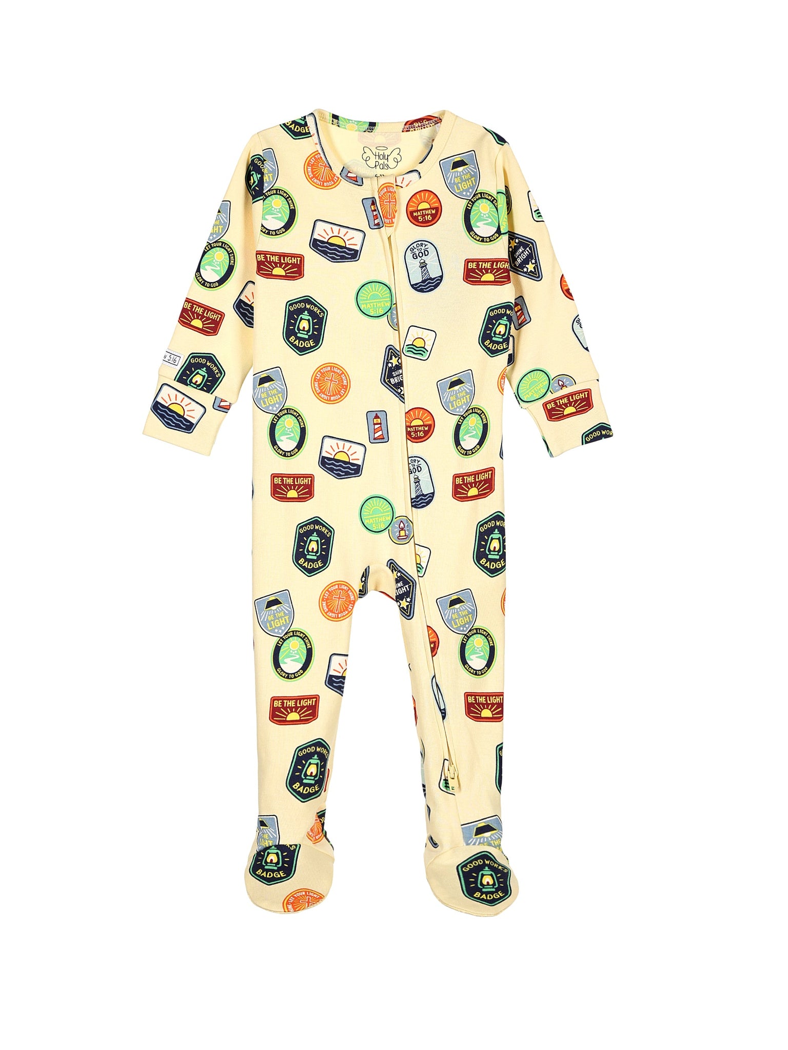 Be the Light Badges PJ Footed Onesie Cotton