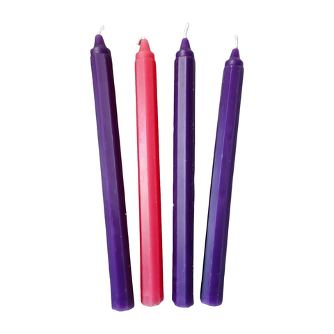 Octagonal Beeswax Advent Tapers, Set of Four 10 inch Candles