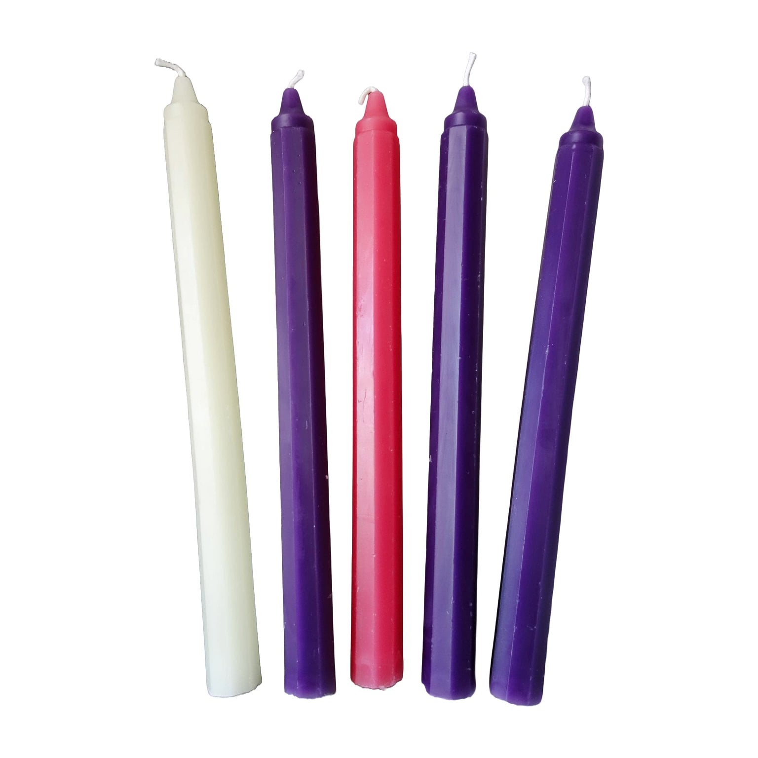 Octagonal Beeswax Advent Tapers, Set of Four 10 inch Candles