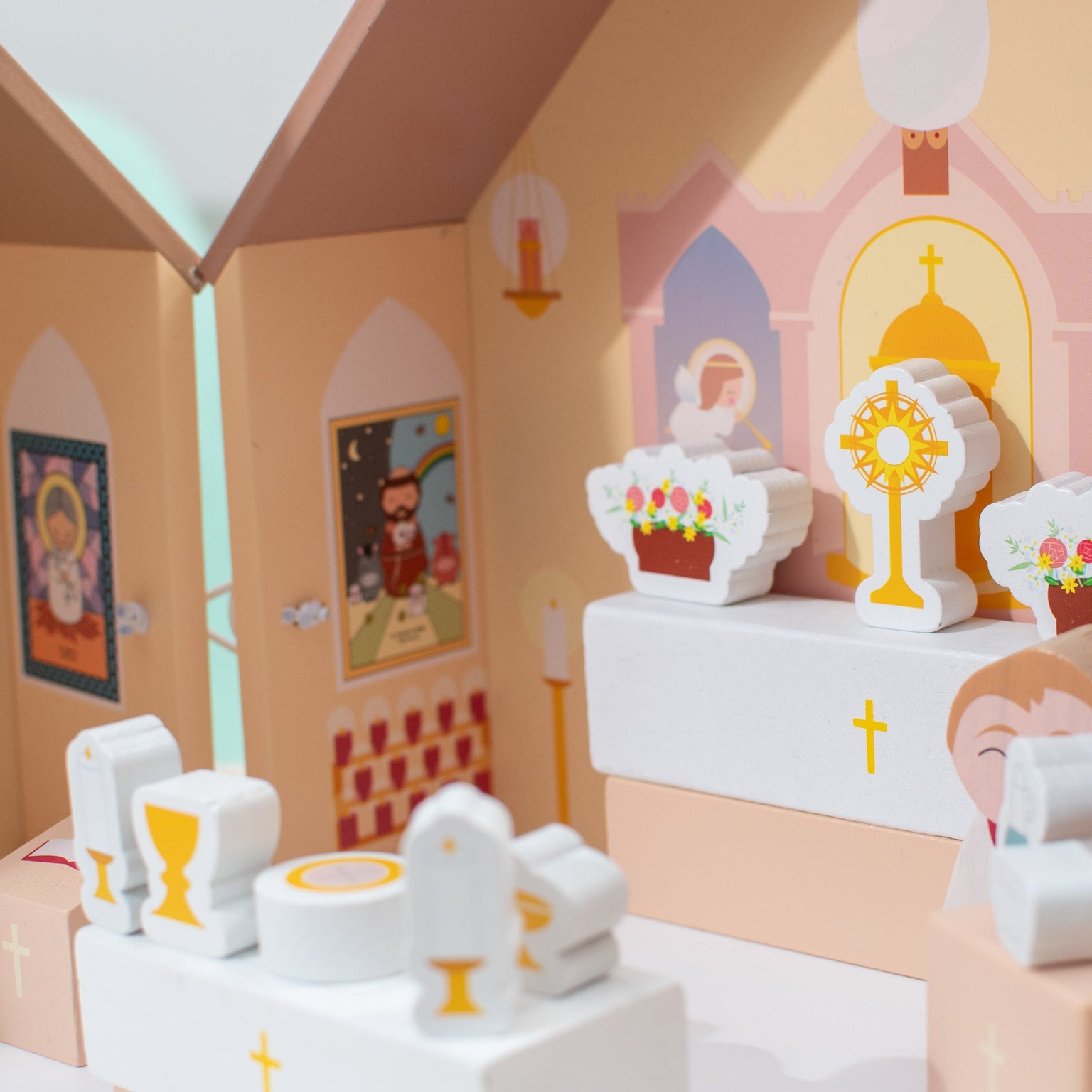 Wooden Catholic Church Playset