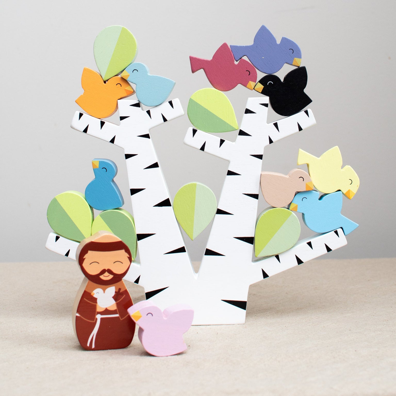 St. Francis Preaches to the Birds Wooden Stacking Toy
