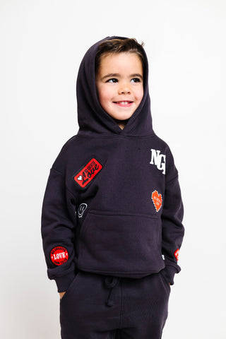 No Greater Love Vintage Washed Black Cotton Fleece Hoodie