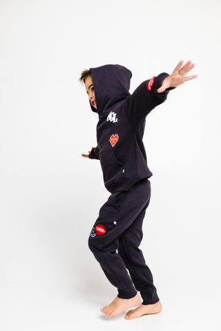 No Greater Love Vintage Washed Black Cotton Fleece Jogger