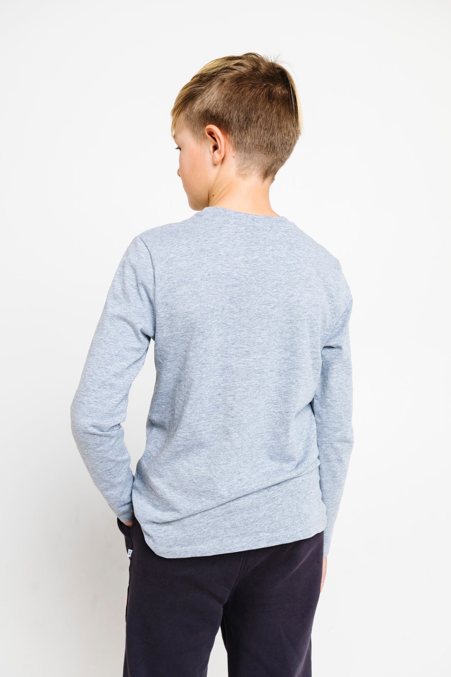 Heather Gray Prayer Pocket Long Sleeve T-Shirt Cotton